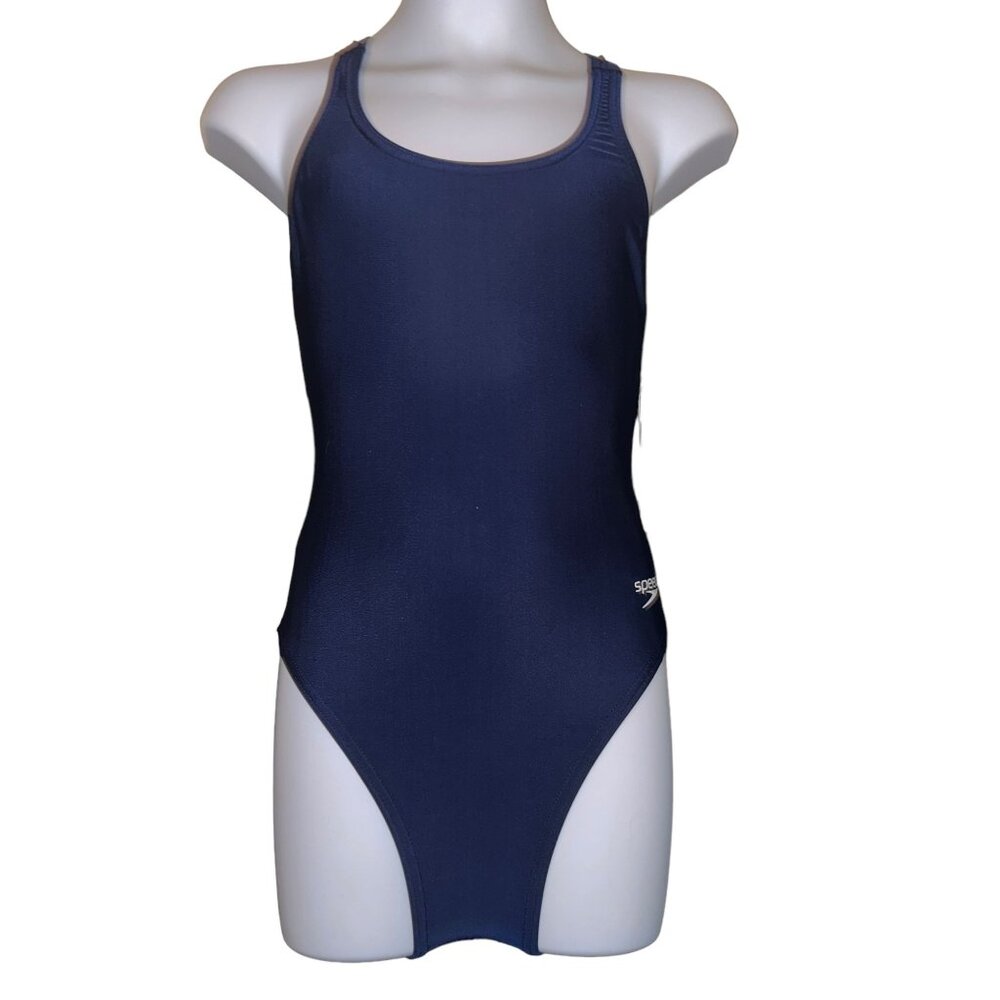 NWT Speedo Pro LT Super One Piece Swimsuit Womens 28 Solid Navy Blue Compression